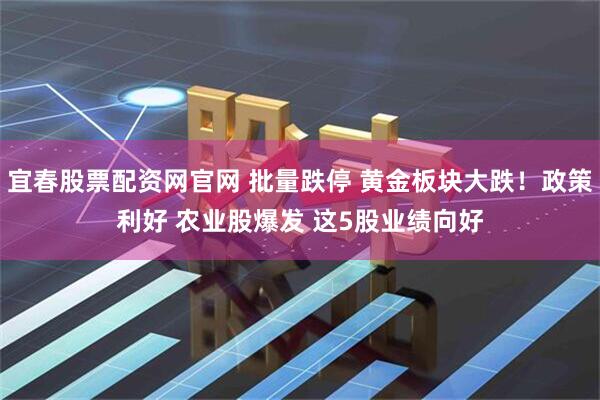 宜春股票配资网官网 批量跌停 黄金板块大跌!政策利好 农业股爆发 这5股业绩向好