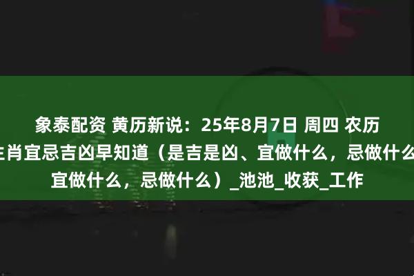象泰配资 黄历新说：25年8月7日 周四 农历闰六月十四，十二生肖宜忌吉凶早知道（是吉是凶、宜做什么，忌做什么）_池池_收获_工作